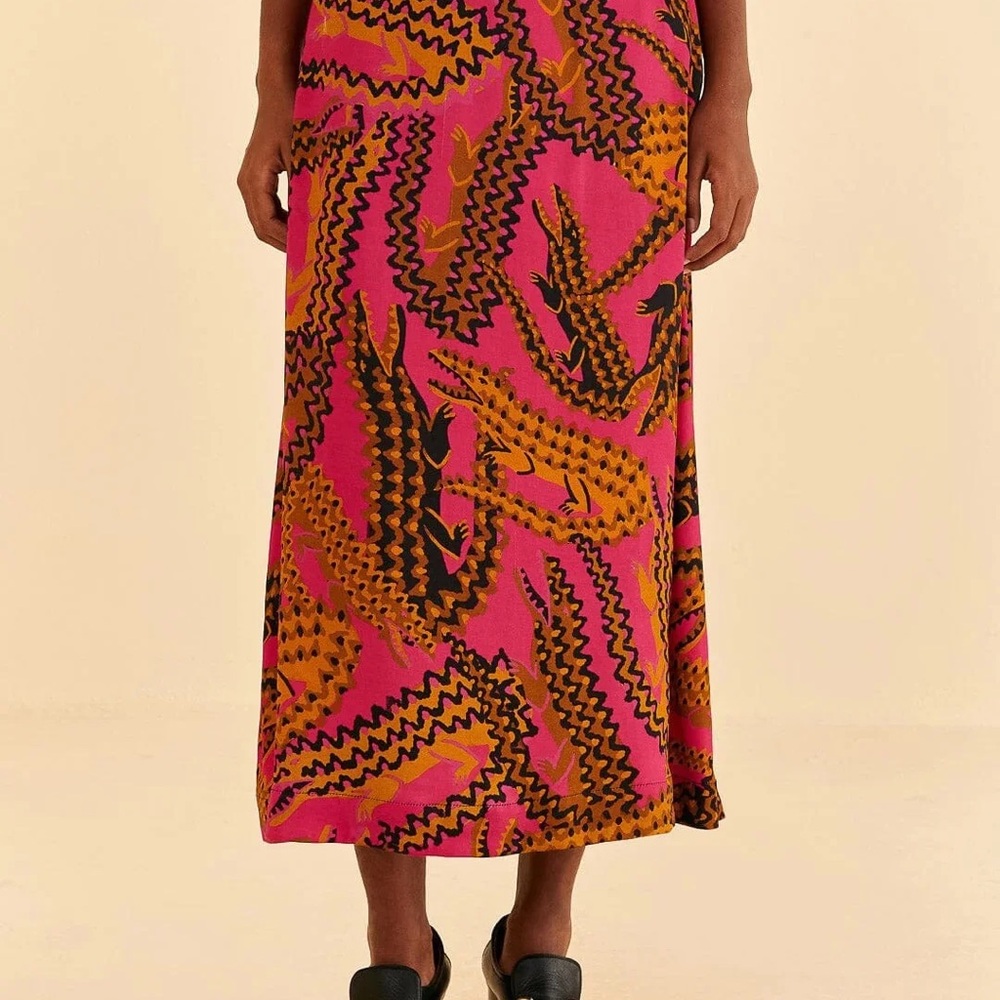 Farm Rio Crocodile Midi Skirt NWT Medium